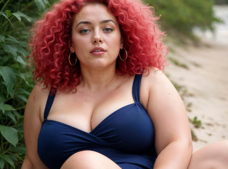 Curvy woman smiling outdoors